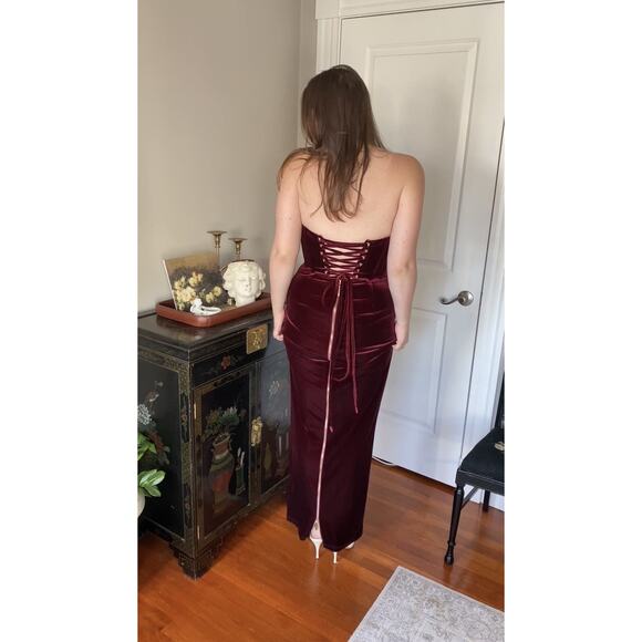 Bronx & Banco Red Velvet Florentina Corset Lace Up Back Gown Size Extra Small - Picture 4 of 16